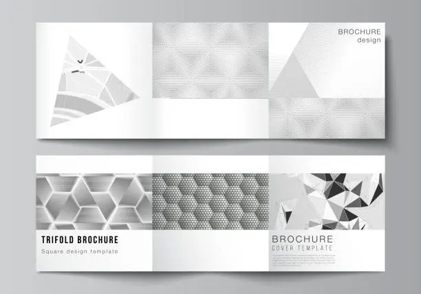 Vector illustration of Minimal vector editable layout of square format covers design templates for trifold brochure, flyer, magazine. Abstract geometric triangle design background using different triangular style patterns.