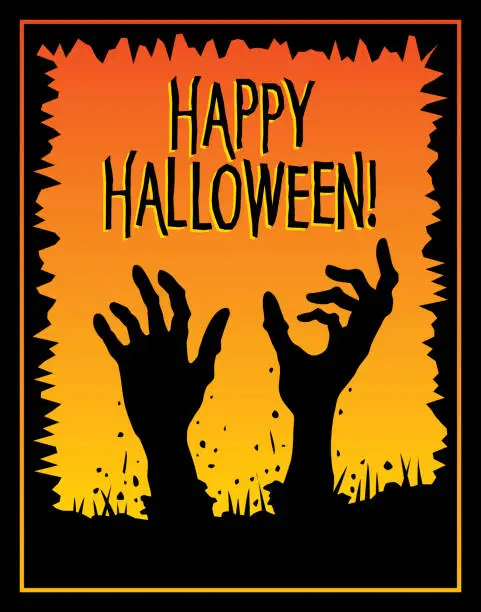 Vector illustration of Happy Halloween Zombie