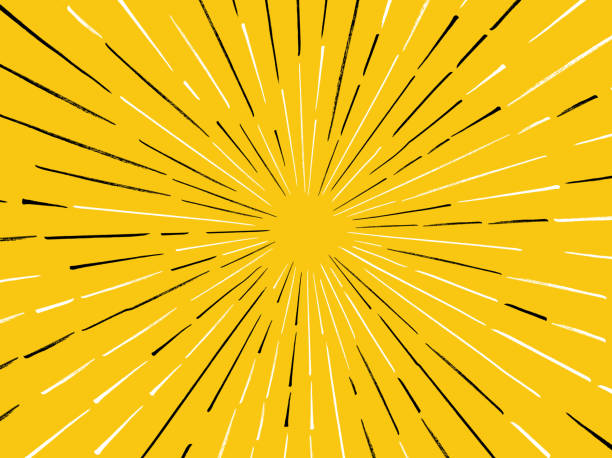 ilustrações de stock, clip art, desenhos animados e ícones de yellow line burst background - pencil drawing flash