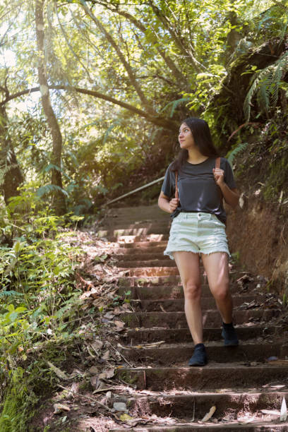 istock Hispanic traveler walking and exploring in the tropical forest with her backpack on her back- Latin woman traveling in Guatemala 1173671679