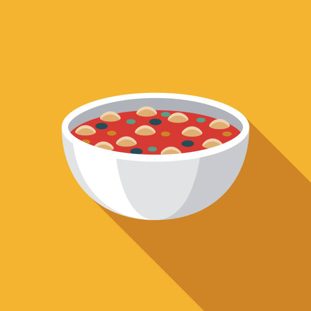 ilustraciones, imágenes clip art, dibujos animados e iconos de stock de minestrone sopa italiana icono de alimentos - minestrone