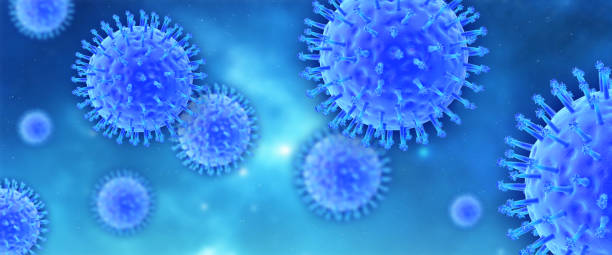 Micro models of influenza viruses 3D objects of Influenza Viruses in abstract plasma flu virus stock pictures, royalty-free photos & images