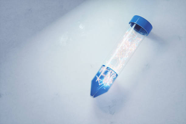 Vial with growing medicine. 3D generated image.