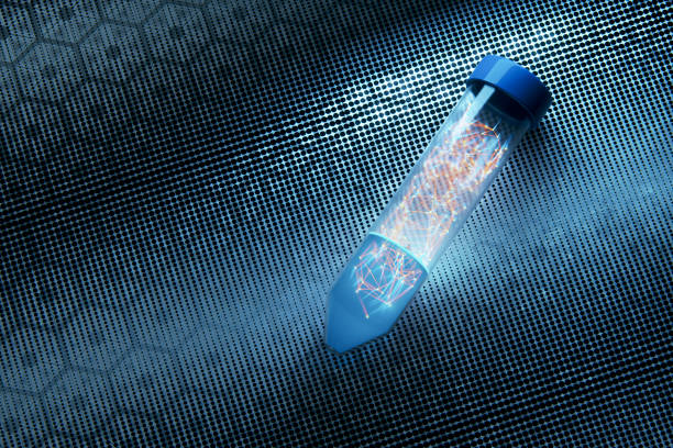 Vial with growing medicine. 3D generated image.