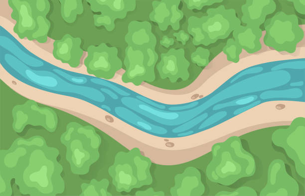 River top view. Simple illustration. Vector graphics. River top view. Simple illustration. Vector image Canal stock illustrations