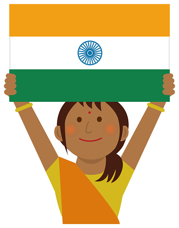 Cartoon Woman With National Flags India Flat Vector Illustration Stock  Illustration - Download Image Now - iStock