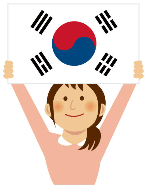 istock Cartoon woman with national flags / South korea ( upper body).  Flat vector illustration. 1173712877