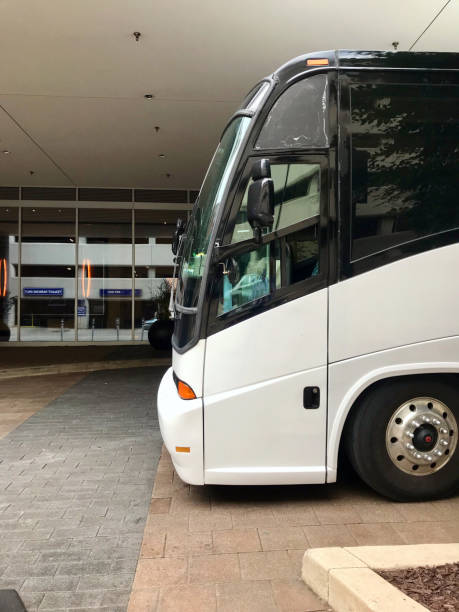istock Tour bus parked in front of nice hotel 1173712899