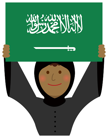 Cartoon Woman With National Flags Saudi Arabia Flat Vector Illustration  Stock Illustration - Download Image Now - iStock