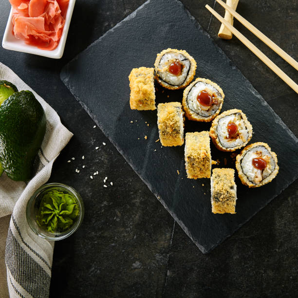 istock Deep Fried Sushi Rolls with Salmon and Philadelphia Cream Cheese 1173727887