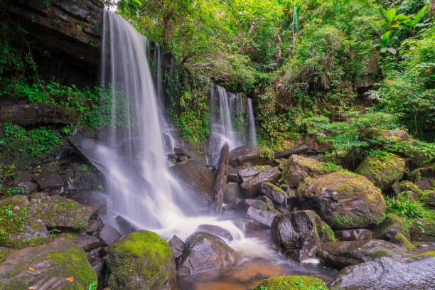 istock Waterfall scene at Rom Klao Pharadon Waterfalls in rainforest  Thailand. 1173728060