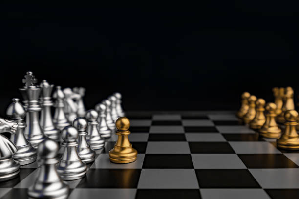 istock chess board game in competition play, Ideas business success concept 1173729277