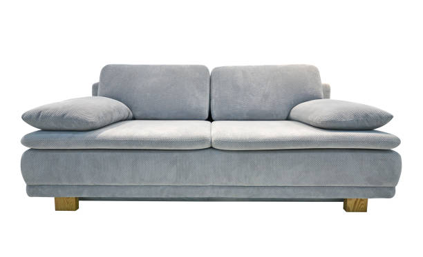 istock Modern fabric sofa in gray color, isolated on white. 1173734914