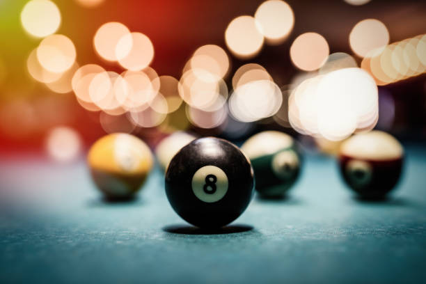 istock Colorful billiard balls on table close up 1173741650