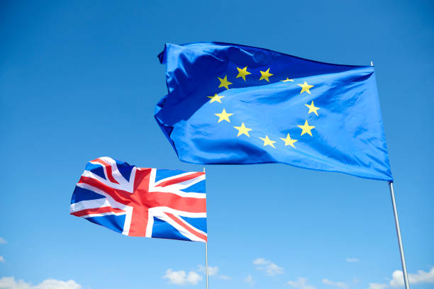 istock Concept of brexit flags outside 1173744404