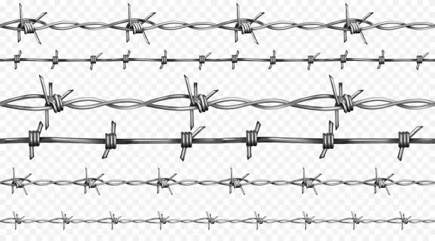 Vector illustration of Barbed wire realistic seamless vector illustration