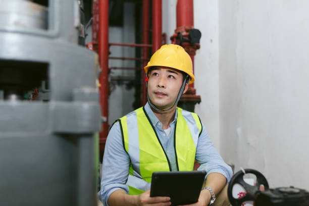 istock Asian male maintenance engineer working with digital tablet. Engineering and business concept. 1173754406