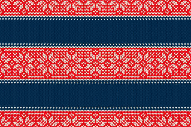 ilustrações, clipart, desenhos animados e ícones de teste padrão feito malha sem emenda do feriado do natal com flocos de neve. esquema de lã de malha camisola sem costura padrão de design ou ponto cruz bordado - wool scarf backgrounds knitting