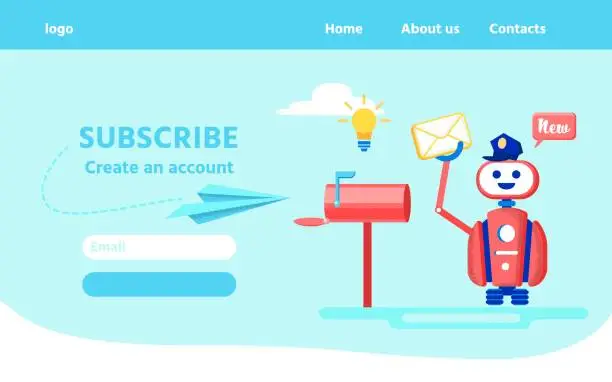 Vector illustration of Landing Page Inviting Subscribe and Create Account