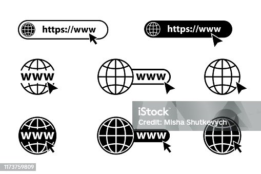 istock Internet. Www icon. Web site icon. Go to Website. Set of website or internet vector icon for apps and websites. Internet icons. Www with cursor. 1173759809