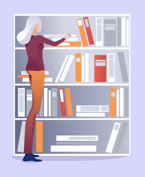 ilustraciones, imágenes clip art, dibujos animados e iconos de stock de la bibliotecaria envejecida pone los libros en la estantería en orden - boston athenaeum