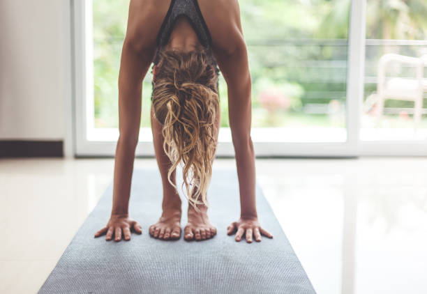 istock Yoga exercises at home 1173771196