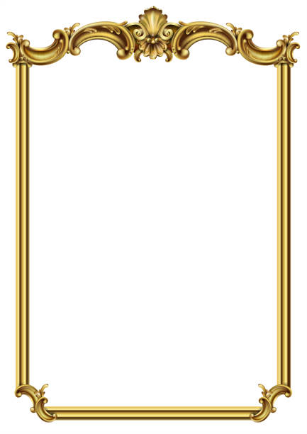 Gold classic frame of the rococo baroque Golden classic rococo baroque frame. Vector graphics. Luxury frame for painting or postcard cover baluster stock illustrations