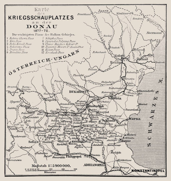 istock Map of the theater of war on the Danube 1877-78 1173777057