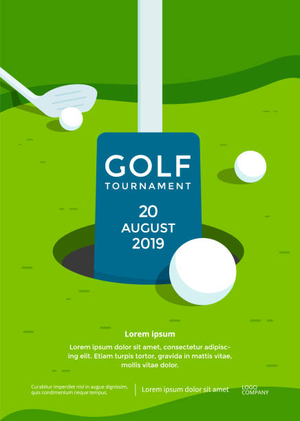 Golf tournament poster design template sport flyer Golf tournament poster design template. Vector sport flyer putting golf stock illustrations