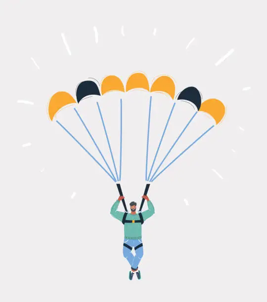 Vector illustration of Man with parachute.