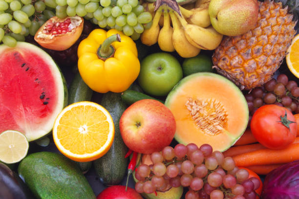istock Many fruits and vegetables as background 1173786700