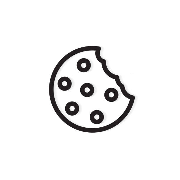 ilustrações de stock, clip art, desenhos animados e ícones de bitten chocolate cookies icon - cookie chocolate chip cookie chocolate isolated