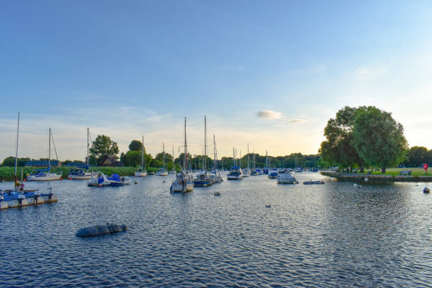 Harbour at Christchurch, England Boat harbour at Christchurch, England at Sunset during summer christchurch england photos stock pictures, royalty-free photos & images