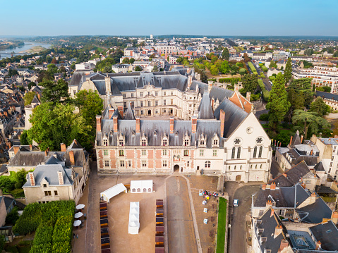 Royal Chateau de Blois aerial panoramic view in France