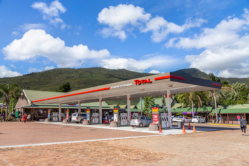 Tsitsikamma Petroport stop at a total garage offering fastfood restaurants and toilet facilities to tourism along the garden route on the eastern cape province towards Knysna.