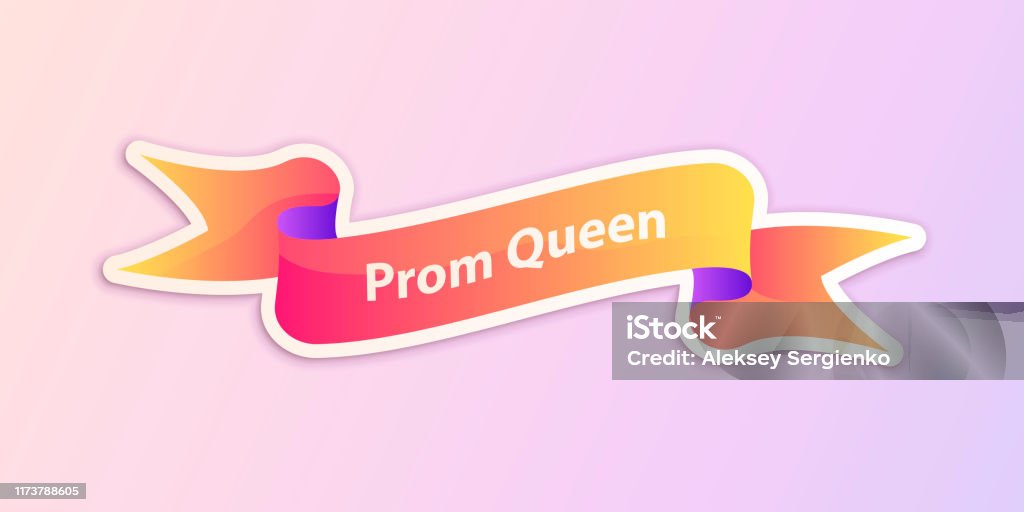 Prom Ribbons Gradient Prom Queen Ribbon Vector Sticker Template Stock Illustration ...