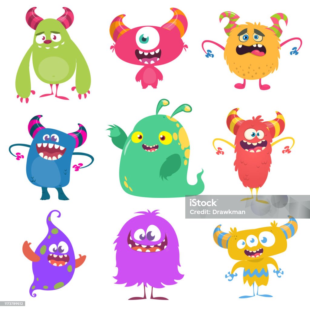 Funny Cartoon Colorful Monsters Set Of Cartoon Monsters Stock Illustration  - Download Image Now - iStock