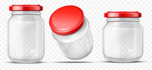 Vector illustration of Empty glass jars for sauces realistic vector