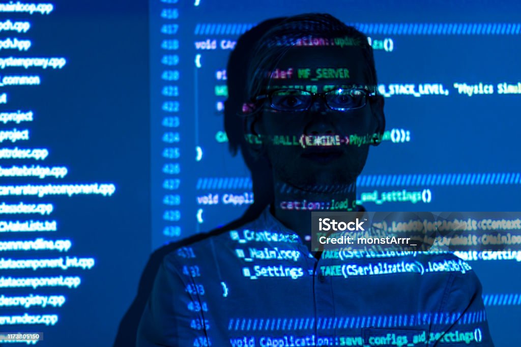 Cyber Security Developer Cyber Security Software Developer With Glasses Stock Photo - Download ...
