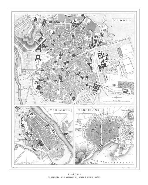istock Madrid, Saragoossa and Barcelona Engraving Antique Illustration, Published 1851 1173815182