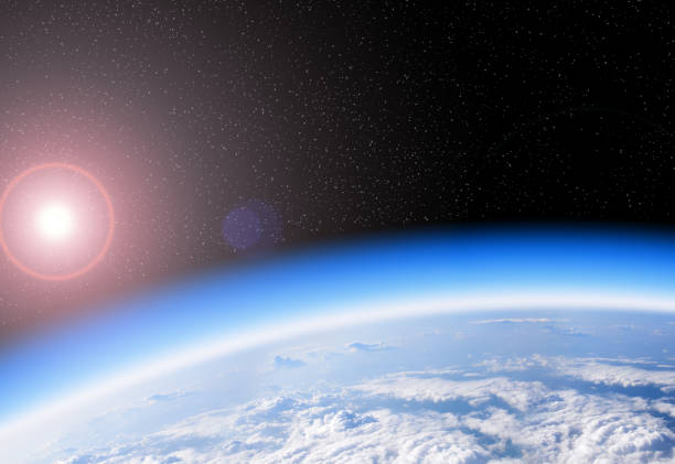 istock Ozone layer from space view of planet Earth with sun 1173818487