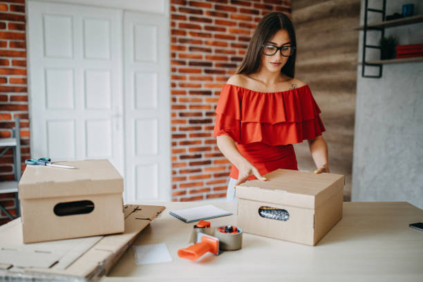 Young woman fulfilling online order