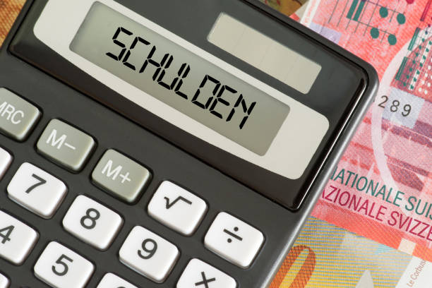 istock Swiss franc, calculator and debt in Switzerland 1173823330