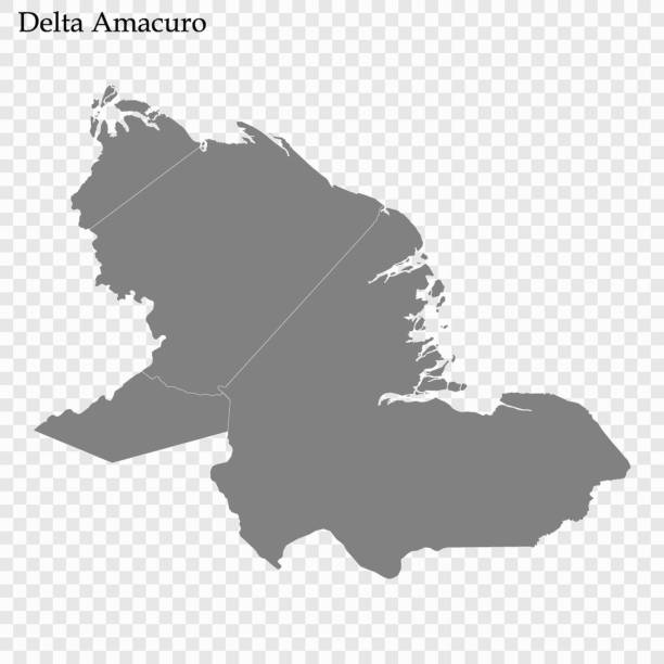 ÐÐ»Ñ ÐÐ½ÑÐµÑÐ½ÐµÑÐ° High Quality map of Delta Amacuro is a state of Venezuela, with borders of the municipalities delta amacuro stock illustrations
