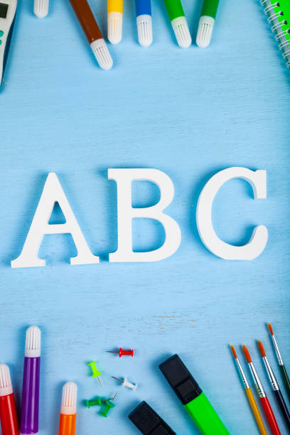 istock Items for the school and letters ABC 1173824469