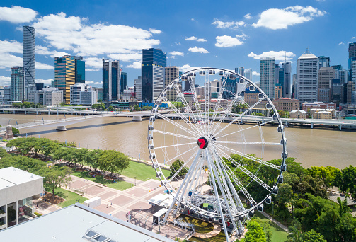 Brisbane Star Observation Wheel with Skyline. Converted from RAW.