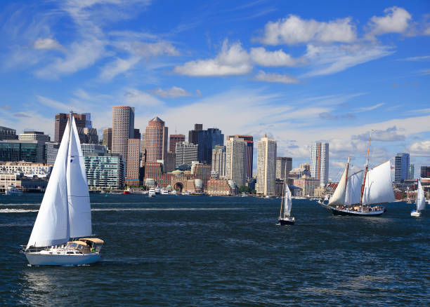 istock Boston skyline with sailboat on the foreground 1173841587