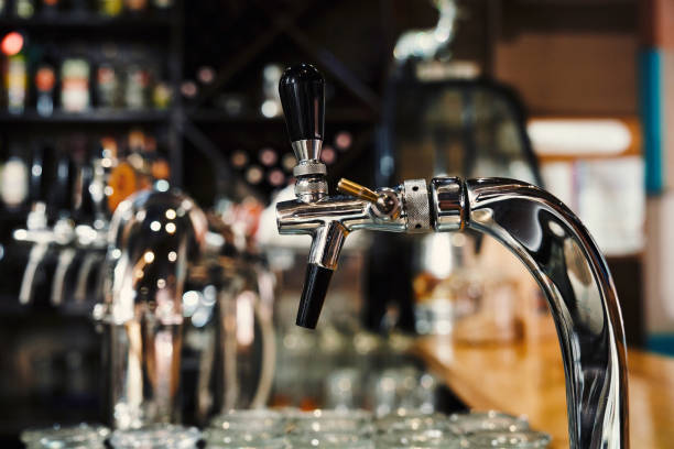 istock Selective focus of modern beer taps in pub 1173843471