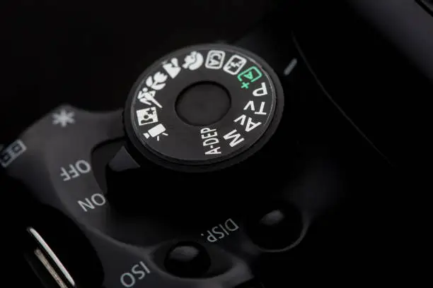 Photo of closeup of the Camera Modes wheel dial