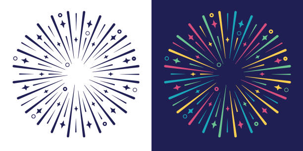 illustrations, cliparts, dessins animés et icônes de élément de conception de cercle d'explosion d'explosion - spectrum sunbeam color image sunlight